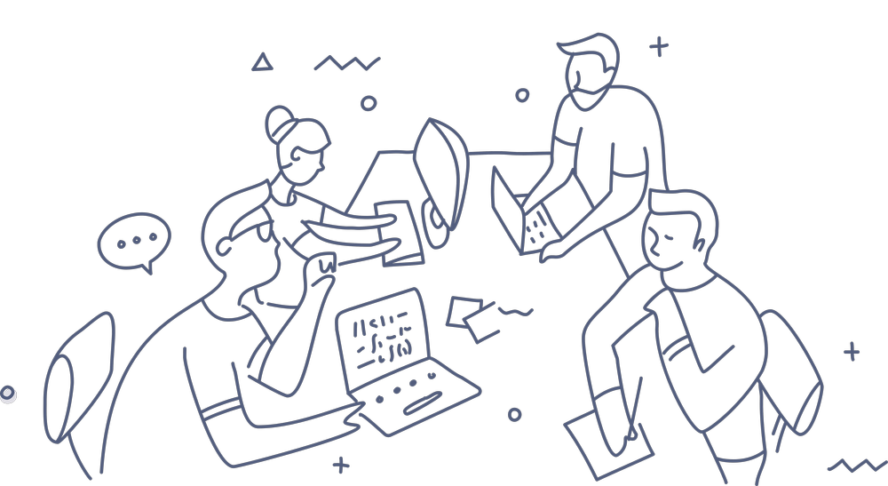 Illustration of a team collaborating on newsletter sponsorships